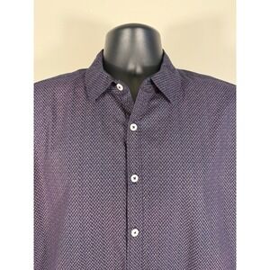 Beverly Hills Polo Club Mens's Large Short Sleeve Button-Up Shirt Navy Pink